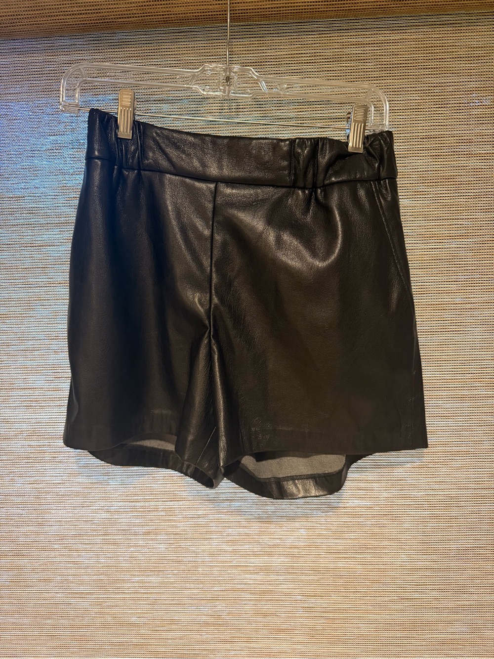 Anine Bing Black Faux Leather High-Waist Shorts